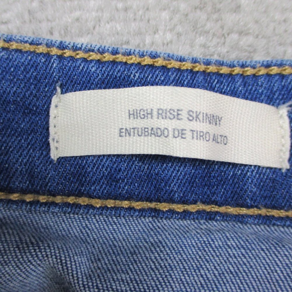 Universal Thread Jeans Womens 16 Blue Denim Patchwork Double Knee Hi Rise Skinny - Picture 8 of 11